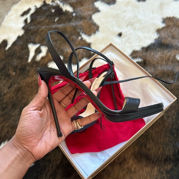 Christian Louboutin LOUBIGIRL 100MM Leather Sandals Black - Picture 6 of 10